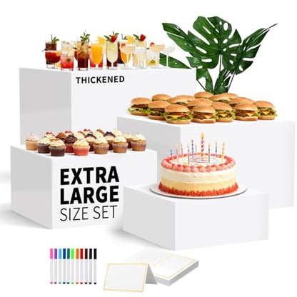 13.8" Extra Large White Risers, Large Size Acrylic Cube Display Nesting Risers, Food risers for buffet table, White Risers for Catering Dessert Collectibles Jewelry Figures Show