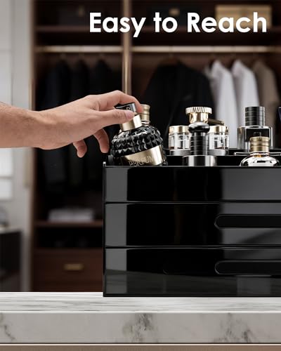 ProCase Cologne Organizer with Drawer, Acrylic Perfume Holder & Bathroom Countertop Organizer for Men & Women, Dresser Vanity Storage for Cologne, Perfume and Skincare -2 Layer - style: 2 Layer