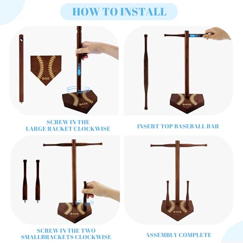 rain bunny Wooden Baseball or Softball Drip Necklace Organizer Holder, Championship Ring Display Holder, Softball Ring Holder, Drip Necklace Baseball Display Gift (Walnut Red) - color: Walnut Red