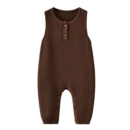Vintage Baby Boy Knitted Outfits Overalls Romper Toddler Little Infant Photoshoot Props Clothes - color: Brown, size: 3-6 Months