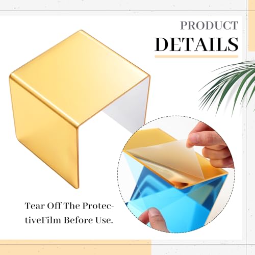 Chuangdi 2 Sets Acrylic Display Risers, Product Stand, Jewelry Display Riser Shelf Showcase Fixtures for Dessert Cupcake Candy Figure Treat Action Showcase (Gold,Medium Set) - color: Gold, size: Medium Set