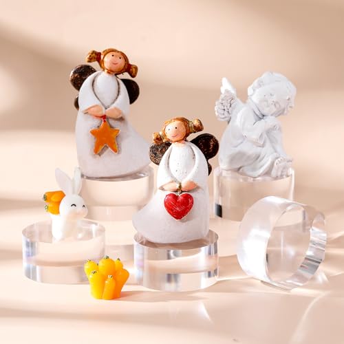 Remerry 8 Pcs Acrylic Round Blocks for Display Clear Polished Blocks Display Clear Acrylic Edge Polished Base Exhibition Riser for Table Showing Cosmetics Collectibles (2 x 2 x 1 Inches) - size: 2 X 2 X 1 Inches