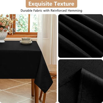 Seenus Black Long Table Cloth Fits 8 Foot Rectangle Table, Stain Resistant & Wipeable Fabric Tablecloth for 10-12 Seats Dining Banquet Party, 60 x 120 Inch - color: Black, size: 120" x 60" (Rectangular)