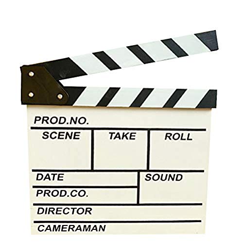 BERON Professional Vintage TV Movie Film Clap Board Slate Cut Prop Director Clapper (White) - color: White