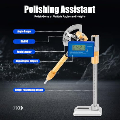 Digital Display Angle Manipulator，Gem Faceting Machine Angle Polishing Handle，High Precision Grinding Faceted Manipulator Jade Jewelry Faceting Machine Faceting Equipment 96 Index Wheel
