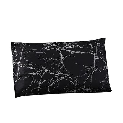 MAG 3pcs Black Marble Twin Bed Sheet, Super Soft Microfiber Marble Bedding Included 1 Fitted Sheet with 2 Pillowcases, 14 Inches Deep (Twin, Black) - color: Black-marble, size: Twin