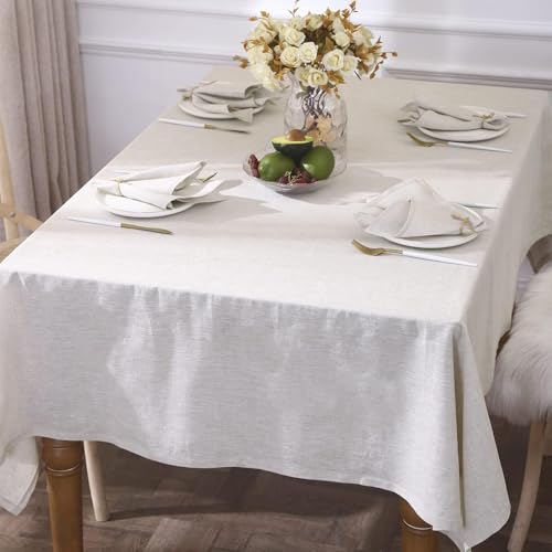 Simple&Opulence Textured Tablecloth 100% Linen Table Cloth, Kitchen Dinning Tabletop Decoration, for Outdoor and Indoor Use (Basic Linen, 60"×84") - color: Linen, size: 60" x 84" (Rectangular)