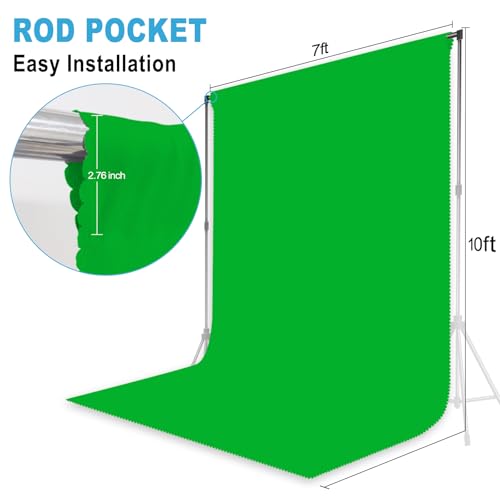 Green Screen Backdrop for Photoshoot, Professional Photo Backdrop Background Curtain for Product Photography，Portraits, Wedding, Party, Live Streaming Video Recording 7X10 FT - color: Green, size: 7X10 FT