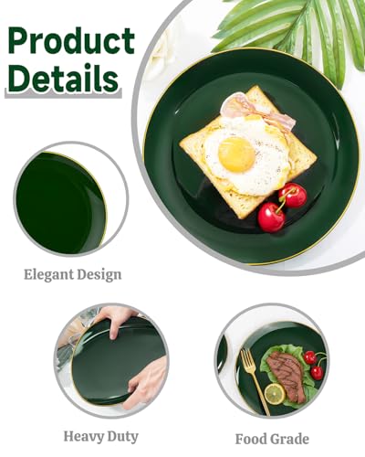 PULOTE 200PCS Green Plastic Plates - Heavy Duty Green Disposable Include 100 Each (10 inch Dinner & 7 inch Dessert) Plates for Christmas Party - color: Green, size: 200 PCS