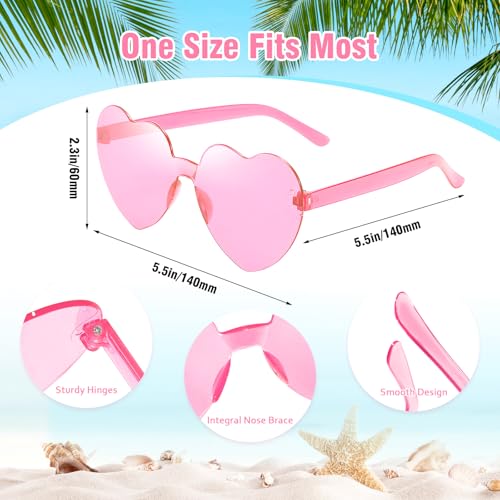 Pibupibu Wholesale 40 Pack Rimless Heart Shaped Sunglasses Bulk Adults Unisex, Fun Colorful Heart Glasses Party Favors - color: Pink