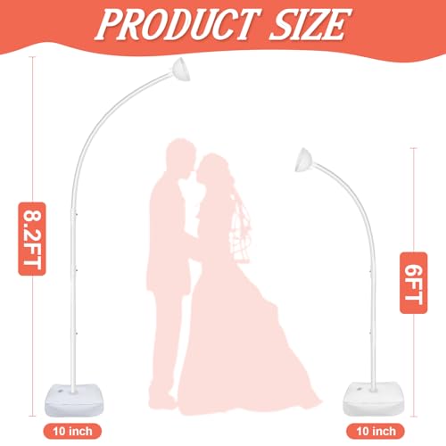 AerWo [Upgraded] Balloon Arch Kit 8.2FT & 6FT, Free Bending Top Half Balloon Arch Stand with Base, Floor Arch Backdrop Stand Frame for Lawn Yard Birthday Wedding Party Christmas Decorations - style: White Balloon Arch Stand