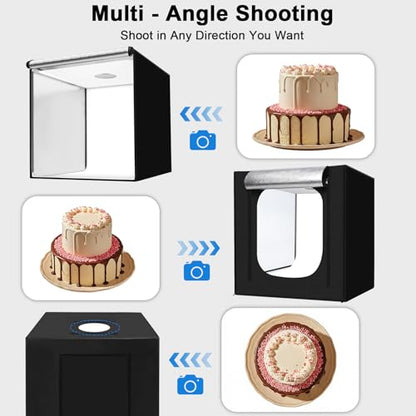 48"x48"x40" Large Photo Studio Light Box Photography, 4 Light LED Panels Dimmable Shooting Tent with 3 Color Backdrops Continuous Lighting Softbox for Bulky Items Photography - size: 48x48 in (4 LED Strips)