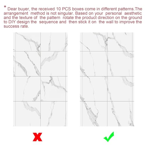 10pcs Thick Marble Peel and Stick Waterproof Wall Panels,Heat-Resistant Backsplash Tile, 23.6"x11.8" PVC Foam Wall Sticker for Kitchen,Living Rooms,TV Walls,White Gray (Not Real Tile 19.4Sq. Ft.) - color: White Gray, size: 23.6" x 11.8" x 4MM x 10Pack