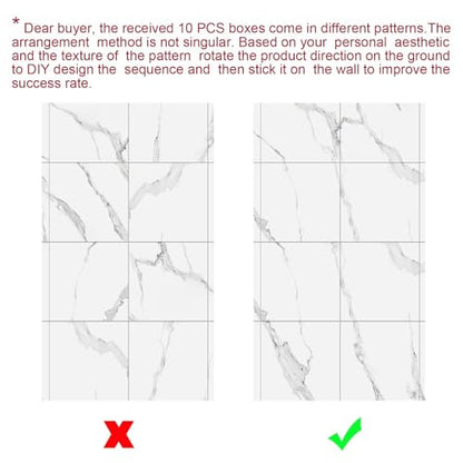 10pcs Thick Marble Peel and Stick Waterproof Wall Panels,Heat-Resistant Backsplash Tile, 23.6"x11.8" PVC Foam Wall Sticker for Kitchen,Living Rooms,TV Walls,White Gray (Not Real Tile 19.4Sq. Ft.) - color: White Gray, size: 23.6" x 11.8" x 4MM x 10Pack