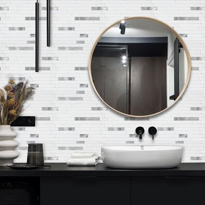 Yipscazo 2026 New Upgrade Peel and Stick Backsplash, Stick on Backsplash Tiles for Kitchen, Bathroom, Fireplace (10 Packs, Pure White) - color: Pure White