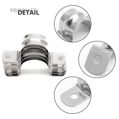 16Pcs 1 1/4 Inch Stainless Steel Conduit Clamps, Two Hole Strap U Bracket Rigid Pipe Strap Metal U Clamp Conduit Strap Tension Clips U-tube Clamp Heavy Duty - size: 1-1/4" / 32mm