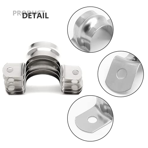 10Pcs 1-9/16 Inch Stainless Steel Conduit Clamps, Two Hole Strap U Bracket Rigid Pipe Strap Metal U Clamp Conduit Strap Tension Clips U-tube Clamp Heavy Duty - size: 1-9/16“ / 40mm(10Pcs)
