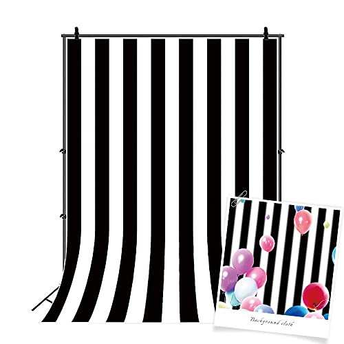 AOFOTO 8x6ft Black and White Striped Photography Backdrop Streak Textured Background Adult Elder Girl Boy Birthday Party Decoration Vinyl Wallpaper Portrait Photo Studio Props Baby Shower Banner - size: 8x6ft