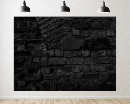 Trykid 9x6ft Black White Weathered Brick Wall Texture Backdrop Rustic Stone Surface Photography Background Industrial Loft Event Party Decoration Tapestry Photo Booth Prop Fabric - size: 9x6ft