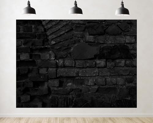 Trykid 5x3ft Black White Weathered Brick Wall Texture Backdrop Rustic Stone Surface Photography Background Industrial Loft Event Party Decoration Tapestry Photo Booth Prop Fabric - size: 5x3ft