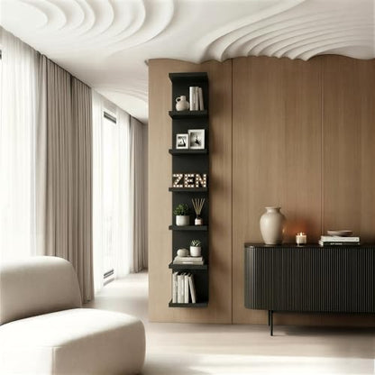 7 Tier Wall Shelf Unit & Lack Shelf, Versatile Floating Shelves for Wall, Bedroom Book Shelf, Vanity Display Shelves, Tall Decorative Shelving Unit, Long Shelves for Storage Black - style: 7 tier wall shelf -Black