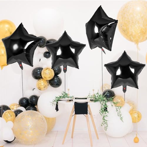 20 Pcs Star Balloons,18 Inch Black Star Foil Balloons,Stars Shaped Balloon Mylar Helium Balloon for Birthday Party Anniversary Wedding Baby Shower Decorations (Black) - color: 18inch-black