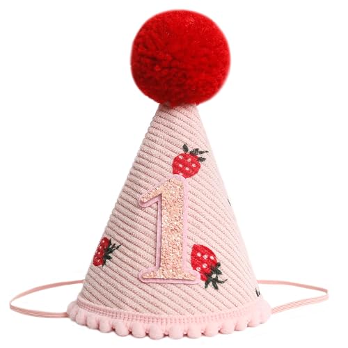 KOJIN 1st Birthday Hat for Baby Girl/Boy - First Birthday Decorations, Cake Smash Photo Prop - color: Red