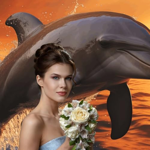 Dusk Dolphin Backdrop Background for Photography 5x7ft Photobooth Professional Photo Backdrop Curtains Video Photography Studio Photo Backgrounds Banner Booth Background Screen Parties - color: Dusk Dolphin