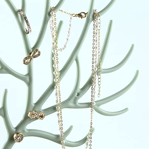 MORE&LESS Antlers Jewelry Display Stand,Tree Tower Rack Hanging Organizer for Ring Earrings Necklace Bracelet - color: A Matcha Green