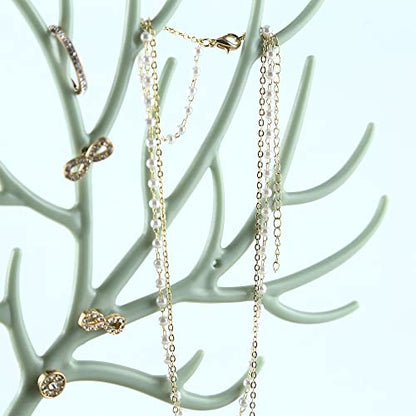 MORE&LESS Antlers Jewelry Display Stand,Tree Tower Rack Hanging Organizer for Ring Earrings Necklace Bracelet - color: A Matcha Green