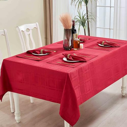 Plaid Cloth Napkins Set of 8, Checkered Style Jacquard Fabric Polyester Washable Reusable Cloth Napkins for Kitchen Dining Restaurants Wedding Party 17X17 Inch Red - color: Red（01）