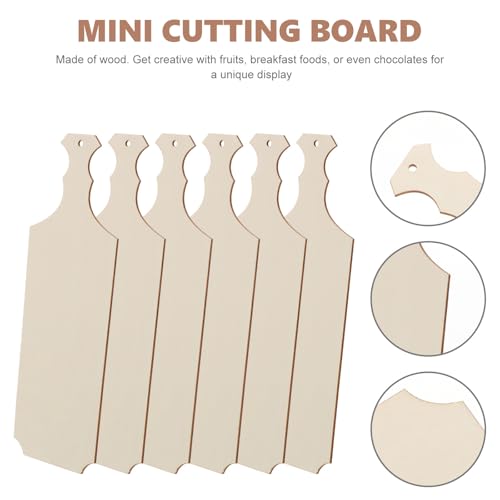 Alipis 6Pcs Wooden Cutting Boards with Handle Unfinished DIY Charcuterie Trays for Serving Bread Cheese Fruits and Crafting Photography Props