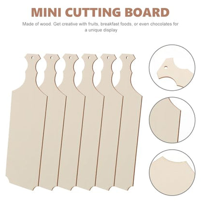 Alipis 6Pcs Wooden Cutting Boards with Handle Unfinished DIY Charcuterie Trays for Serving Bread Cheese Fruits and Crafting Photography Props