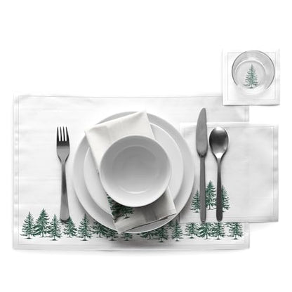 MY DRAP 100% Cotton Luncheon Napkins On A Roll, Tear & Serve, Forest pattern, 7.8x7.8", 12 Luxury Disposable Lunch Serviette, Perfect for Serving appetizers and under cutlery, Parties and Events. - color: Forest