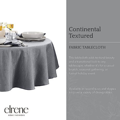 Elrene Home Fashions Continental Solid Texture Water, Stain & Wrinkle Resistant Tablecloth, 70" Round, Gray - color: Grey, size: 70" (Round)