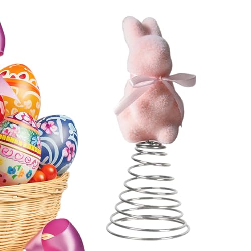 Easter Tree Topper Decorations,Festival Moss Rabbit Spring Ornament,Spring Bunny Topper - for Home Farmhouse Porch Mantel Cabinet Centerpiece Party Gathering Basket Celebration - color: Pink