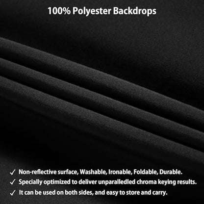 UTEBIT Black Backdrop 10x10FT, Black Photo Backdrops for Photoshoot, Chromakey Polyester Fabric Pure Black Photo Backdrop Curtain for Portrait Photoshoot Party Photography Video (Backdrop Only) - size: 10x10ft