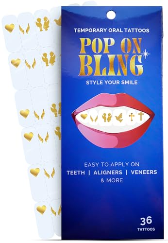 Holiday Tooth Bling Tattoo – Temporary Tooth Gem Kit for Teeth – Safe for Teens & Adults, Removable Fun Fake Tooth Tattoo Stickers for Holiday Costume, Party & Cosplay (Angelic) - color: Angelic