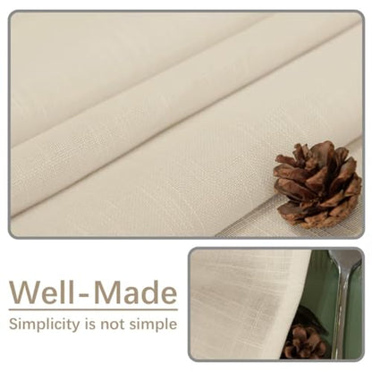 Natural Linen Rectangle Tablecloth, Slubby Textured Fall Lightweight Table Cloth 60 x 84 Inch, Water Resistant Stain Resistant Farmhouse Burlap Table Cover for Kitchen Dining Room, Khaki - color: Khaki, size: 84" x 60" (Rectangular) (1 Pack)