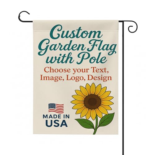 Custom Garden Flag with Pole Stand by BCB Print - Personalized Outdoor Flag with Your Photo, Text or Logo | Double-Sided Flag with Stand | Garden Flag Holder | Made in USA | 12x18 inch - color: Garden Flag