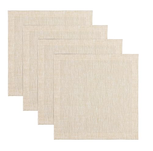 Solino Home Linen Square Placemats Set of 4 - Champagne Beige Placemats 14 x 14 Inch - 100% Pure Linen Table Mats for Spring, Summer - Athena - color: 02: Champagne Beige, size: 14" X 14" (Set of 4)