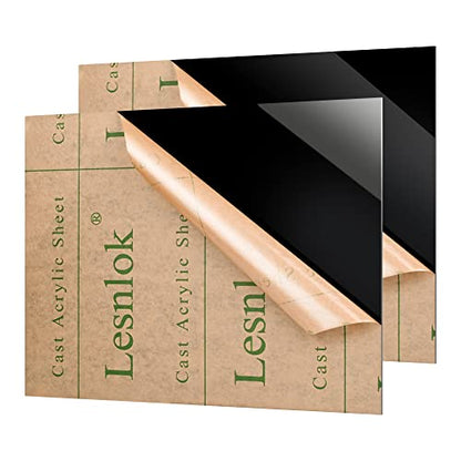 Lesnlok 20x20 Black Acrylic Sheet 1/8 inch Thick 3mm 2 Pieces Black Plexiglass Sheet,Suitable for Painting, Handicrafts, DIY Display Projects (2, 20 x 20) - size: 20 X 20 X 1/8