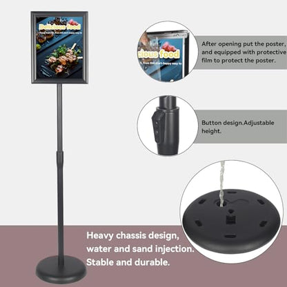 YDisplay Sign Holder Stand 8.5×11inches Floor Sign Stands Display with Base Height Adjustable Both Landscape Or Portrait Displayed,Black - size: 8.5×11inches,2pack