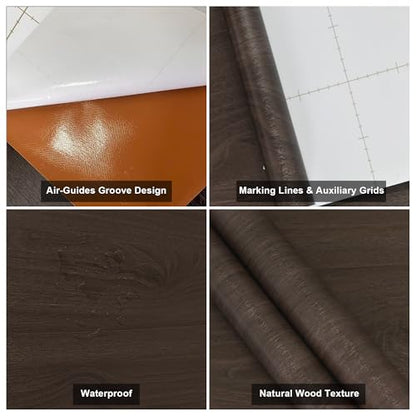 Wood Grain Wallpaper Dark Peel and Stick Wallpaper Self Adhesive Brown Contact Paper Waterproof Walnut Wood Vinyl Wrap Natural Texture Wall Covers for Kitchen Cabinet Counter Wrap Cupboard RV 16"x354" - color: Chocolate Brown, size: 15.7" x 354"