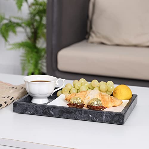 Marble Bathroom Vanity Tray, Natural Luxury Vanity Home Kitchen Bathroom Table Tray, Stone Decorative Countertop Dresser Trays for Key Coffee Perfume Jewelry Makeup (Blackish Green, 12" x 8" x 1.2") - color: Blackish Green, size: 12" x 8" x 1.2"