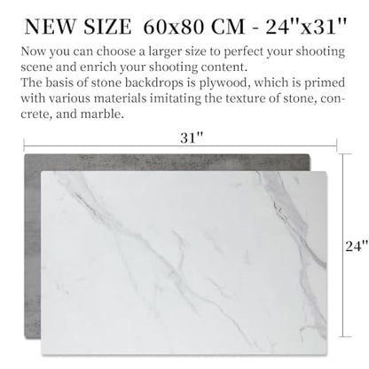2 PCS 24x32 Inch Boards Photo Backdrop for Flat Lay, Food Table Top Photography Background, BEIYANG (Marble+Light Gray) - color: Marble + Light Gray 24x32