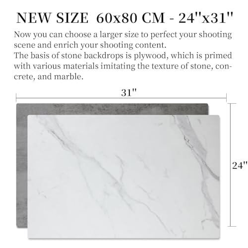 2 PCS 24x32 Inch Boards Photo Backdrop for Flat Lay, Food Table Top Photography Background, BEIYANG (Marble+Light Gray) - color: Marble + Light Gray 24x32