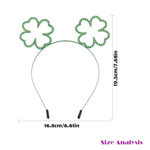 St.Patrick’s Day Headband Green Shamrock Hairband Rhinestone Headpiece Irish Clover Hair Accessories - color: Green Shamrock