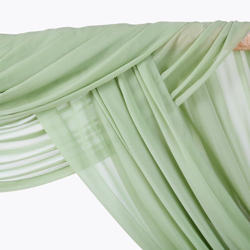 Sage Green Sheer Wedding Arch Draping Fabric 6 Panels Chiffon Fabric 6 Yards Backdrop Curtain for Parties Ceiling Reception Ceremony Photography Decor - color: Sage Green, size: 6 Yards 6 Panels