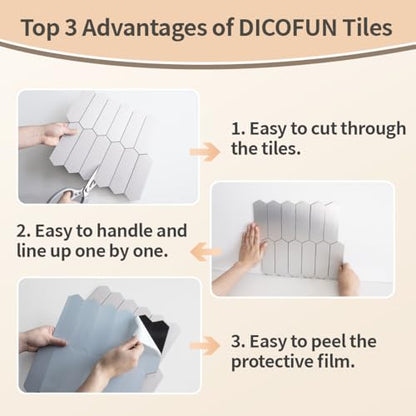 DICOFUN 10 Sheets Brushed Metal Long Hexagon Peel and Stick Backsplash, 12"x12" PVC Stick on Backsplash Wall Tiles for Kitchen and Bathroom - color: Brushed Metal, size: 10 Sheets, 12"x12"x0.12"
